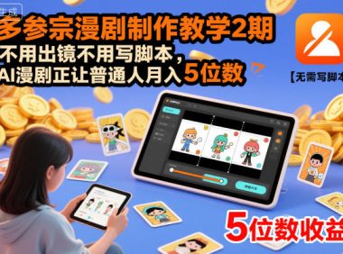 多参宗漫剧制作教学2期,不用出镜不用写脚本,AI漫剧正让普通人月入5位数