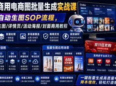 Codex商用电商图批量生成实战课|电商全自动生图SOP流程,一键批量做主图/详情页/活动海报/封面商用教程