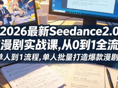 2026最新Seedance2.0 AI漫剧实战课,，从0到1全流程，单人批量打造爆款漫剧