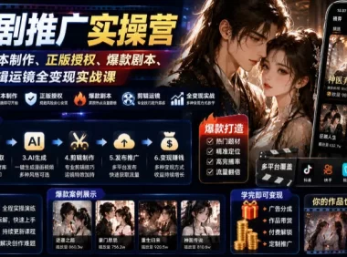 AI漫剧推广实操营｜零基础低成本制作、正版授权、爆款剧本、剪辑运镜全变现实战课