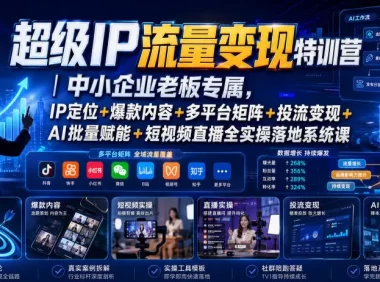 超级IP流量变现特训营｜中小企业老板专属，IP定位+爆款内容+多平台矩阵+投流变现+AI批量赋能+短视频直播全实操落地系统课