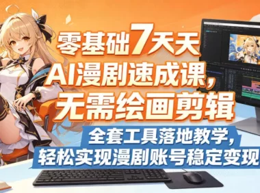 零基础7天AI漫剧速成课,无需绘画剪辑,全套工具落地教学,轻松实现漫剧账号稳定变现