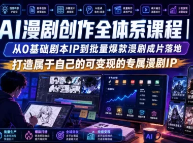 AI漫剧创作全体系课程｜从0基础剧本IP到批量爆款漫剧成片落地，打造属于自己的可变现的专属漫剧IP