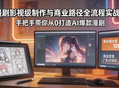 AI漫剧影视级制作与商业路径全流程实战教学,手带你从0打造AI爆款漫剧