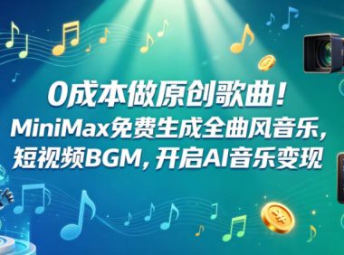 0成本做原创歌曲！MiniMax免费生成全曲风音乐，短视频BGM，开启AI音乐变现