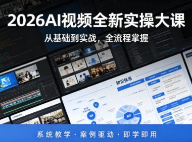2026AI视频全新实操大课,从基础到实战,全流程掌握,系统教学·案例驱动·即学即用