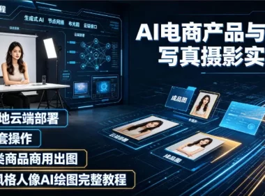 AI电商产品与人像写真摄影实战课|SD本地云端部署、MJ全套操作、多品类商品商用出图、创意风格人像AI绘图完整教程