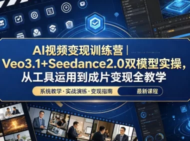 AI视频变现训练营|Veo3.1+Seedance2.0双模型实操,从工具运用到成片变现全教学