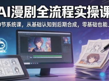 AI漫剧全流程实操课|20节系统课,从基础认知到后期合成,零基础也能上手