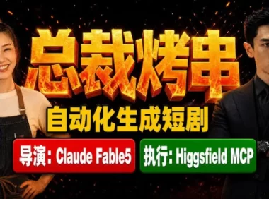 Claude Fable5担任导演+Higgsfield MCP落地执行|《总裁烤串》真人质感短剧全自动AI生成全流程教学