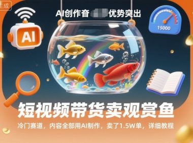 短视频带货卖观赏鱼,冷门赛道,内容全部用AI制作,卖了1.5W单,详细教程