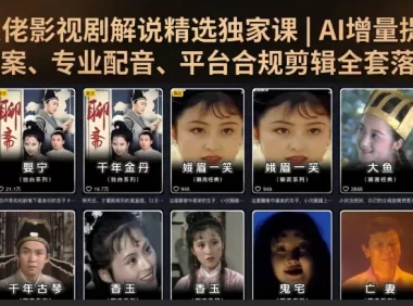 资深大佬影视剧解说精选独家课｜AI增量提示词、爆款文案、专业配音、平台合规剪辑全套落地教学