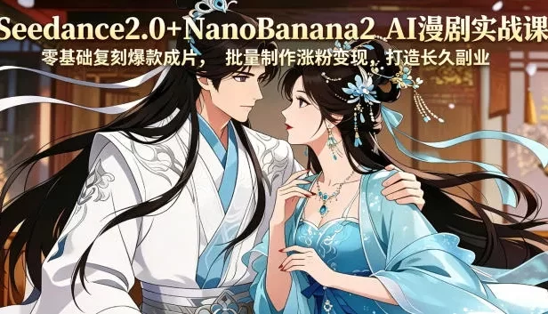 Seedance2.0+NanoBanana2 AI漫剧实战课,零基础复刻爆款成片涨粉变现,打造长久副业收益