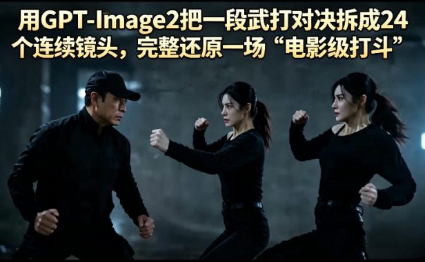 用GPT-Image2把一段武打对决拆成24个连续镜头,完整还原一场“电影级打斗”