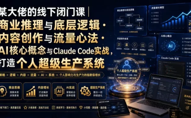 某大佬的线下闭门课|商业推理与底层逻辑・内容创作与流量心法・AI核心概念与Claude Code实战,打造个人超级生产系统【录音+图片】