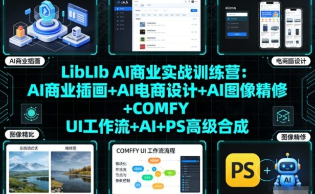 LibLIb AI商业实战训练营:AI商业插画+AI电商设计+AI图像精修+COMFY UI工作流+AI+PS高级合成