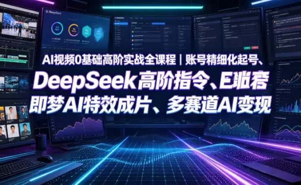 AI视频0基础高阶实战全课程|账号精细化起号、DeepSeek高阶指令、即梦AI特效成片、多赛道AI短视频量产变现