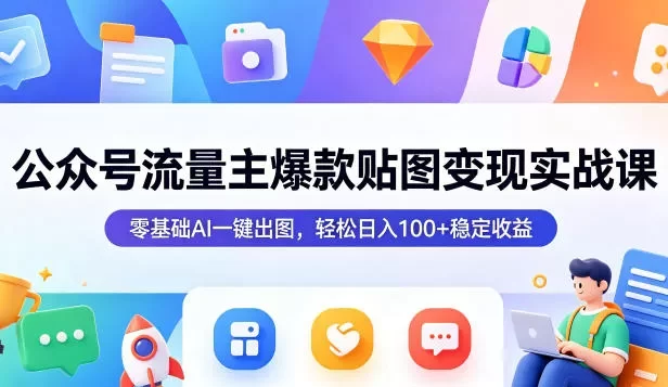 公众号流量主爆款贴图变现实战课,零基础AI一键出图,轻松日入100+稳定收益