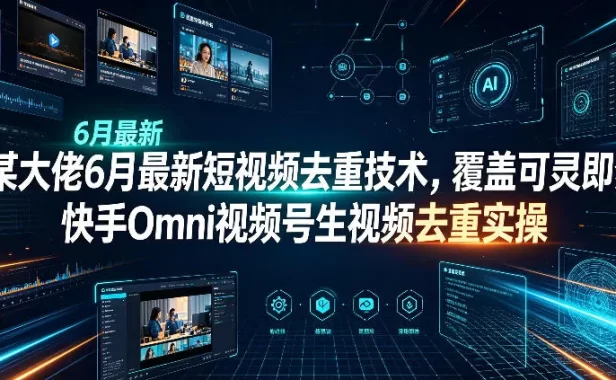 某大佬6月最新短视频去重技术,覆盖可灵即梦快手Omni视频号生视频去重实操