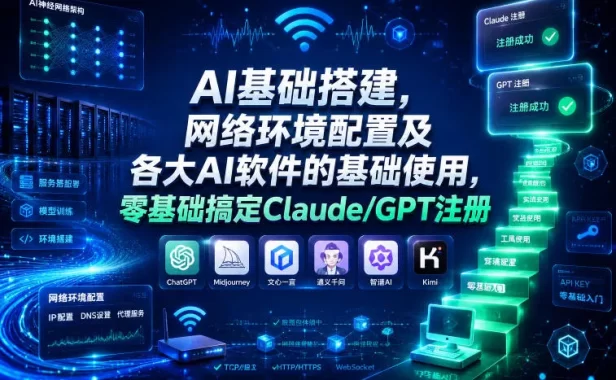 AI基础搭建,网络环境配置及各大AI软件的基础使用,零基础搞定Claude/GPT注册