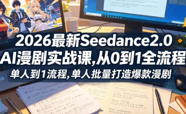 2026最新Seedance2.0 AI漫剧实战课,,从0到1全流程,单人批量打造爆款漫剧