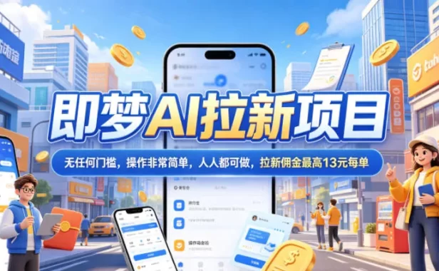 2026年即梦AI拉新项目最新玩法,无任何门槛,操作非常简单,人人都可做,拉新佣金最高13元每单