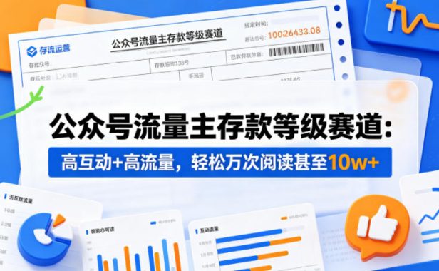 公众号流量主之存款等级赛道,高互动+高流量,轻松达到万次阅读,甚至10w+