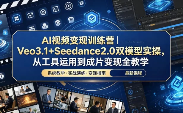 AI视频变现训练营|Veo3.1+Seedance2.0双模型实操,从工具运用到成片变现全教学